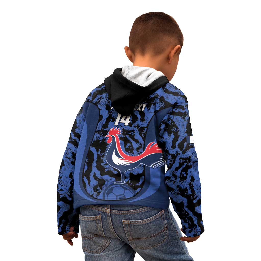 Custom France Football Kid Hoodie 2026 Allez Les Bleus Rooster Grunge - Wonder Print Shop