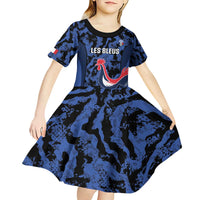 Custom France Football Kid Short Sleeve Dress 2026 Allez Les Bleus Rooster Grunge - Wonder Print Shop