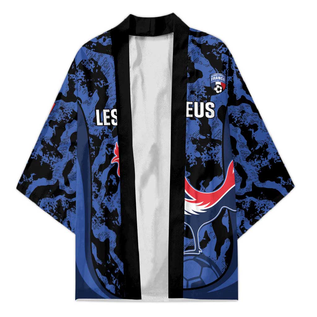 Custom France Football Kimono 2026 Allez Les Bleus Rooster Grunge - Wonder Print Shop