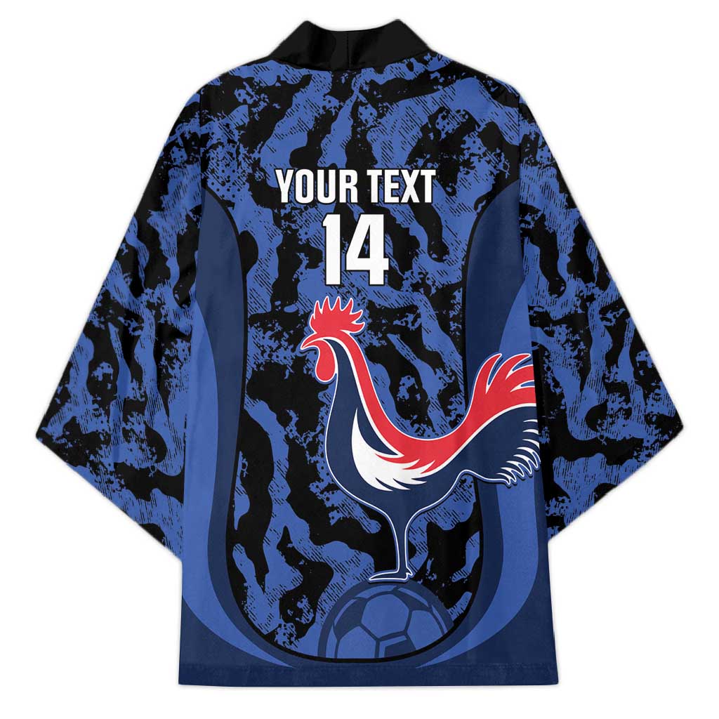 Custom France Football Kimono 2026 Allez Les Bleus Rooster Grunge - Wonder Print Shop