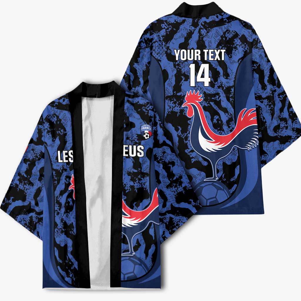 Custom France Football Kimono 2026 Allez Les Bleus Rooster Grunge - Wonder Print Shop