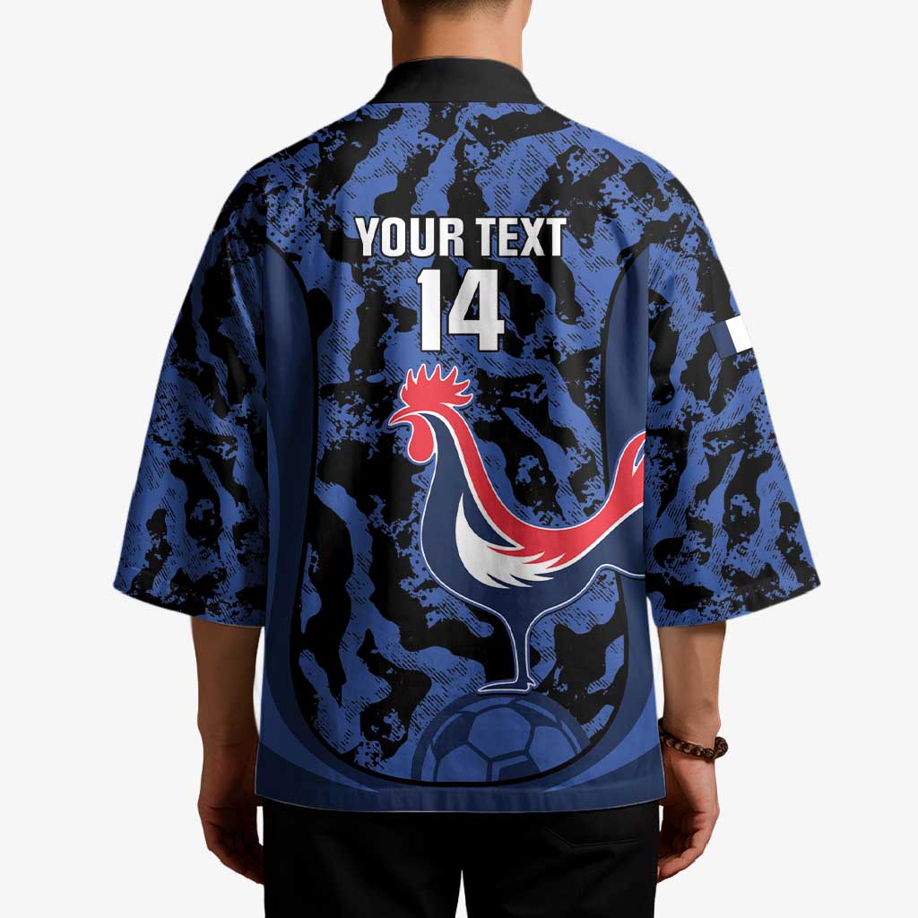 Custom France Football Kimono 2026 Allez Les Bleus Rooster Grunge - Wonder Print Shop