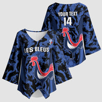 Custom France Football Kimono Sleeve Blouse 2026 Allez Les Bleus Rooster Grunge - Wonder Print Shop