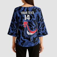 Custom France Football Kimono Sleeve Blouse 2026 Allez Les Bleus Rooster Grunge - Wonder Print Shop