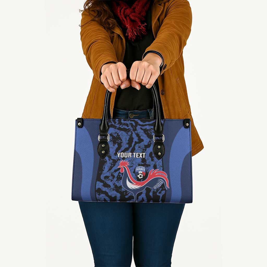 Custom France Football Leather Bag 2026 Allez Les Bleus Rooster Grunge - Wonder Print Shop