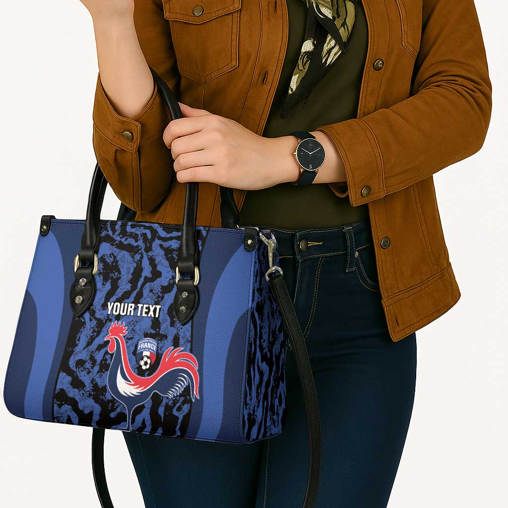 Custom France Football Leather Bag 2026 Allez Les Bleus Rooster Grunge - Wonder Print Shop