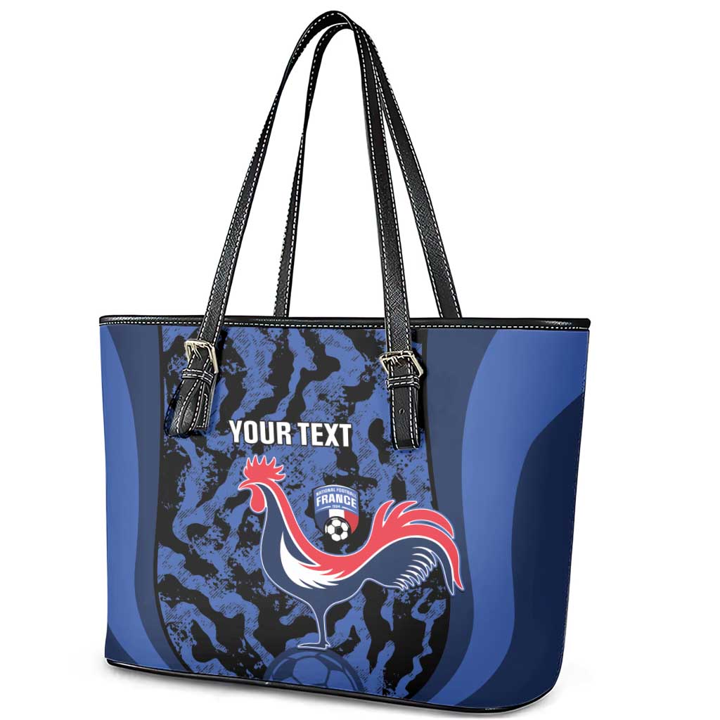 Custom France Football Leather Tote Bag 2026 Allez Les Bleus Rooster Grunge - Wonder Print Shop