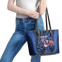 Custom France Football Leather Tote Bag 2026 Allez Les Bleus Rooster Grunge - Wonder Print Shop