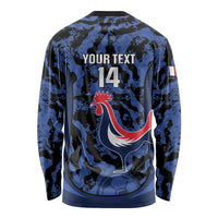 Custom France Football Long Sleeve Shirt 2026 Allez Les Bleus Rooster Grunge - Wonder Print Shop