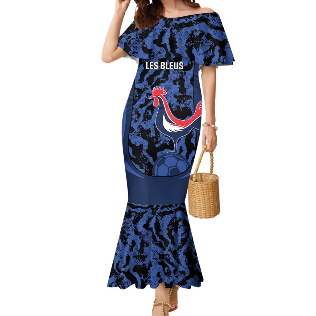 Custom France Football Mermaid Dress 2026 Allez Les Bleus Rooster Grunge - Wonder Print Shop