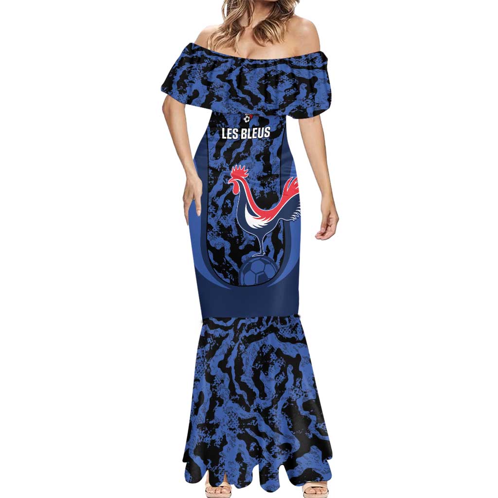 Custom France Football Mermaid Dress 2026 Allez Les Bleus Rooster Grunge - Wonder Print Shop