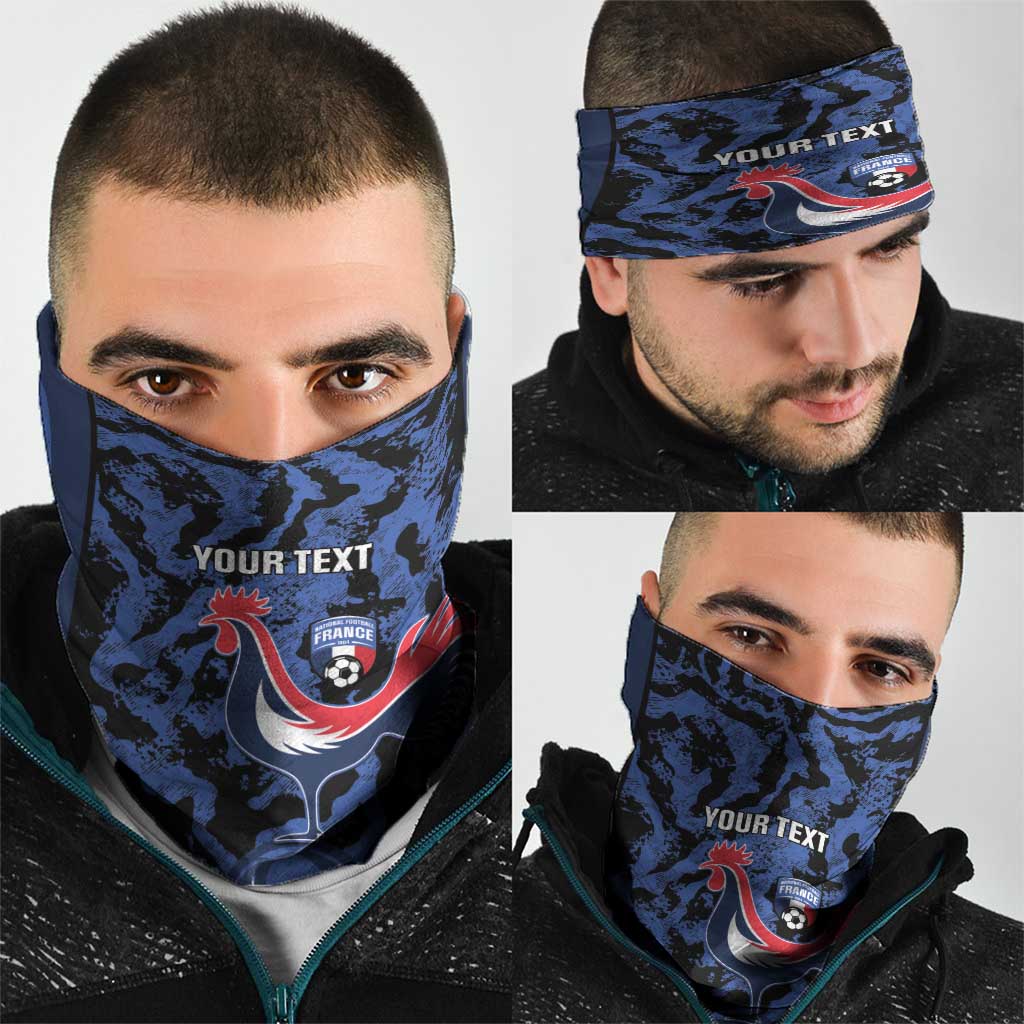Custom France Football Neck Gaiter 2026 Allez Les Bleus Rooster Grunge - Wonder Print Shop