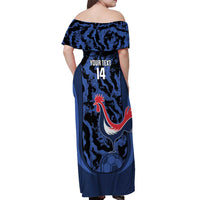 Custom France Football Off Shoulder Maxi Dress 2026 Allez Les Bleus Rooster Grunge - Wonder Print Shop