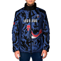 Custom France Football Padded Jacket 2026 Allez Les Bleus Rooster Grunge - Wonder Print Shop
