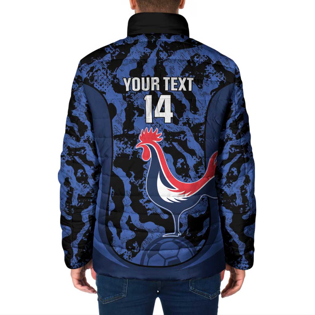 Custom France Football Padded Jacket 2026 Allez Les Bleus Rooster Grunge - Wonder Print Shop
