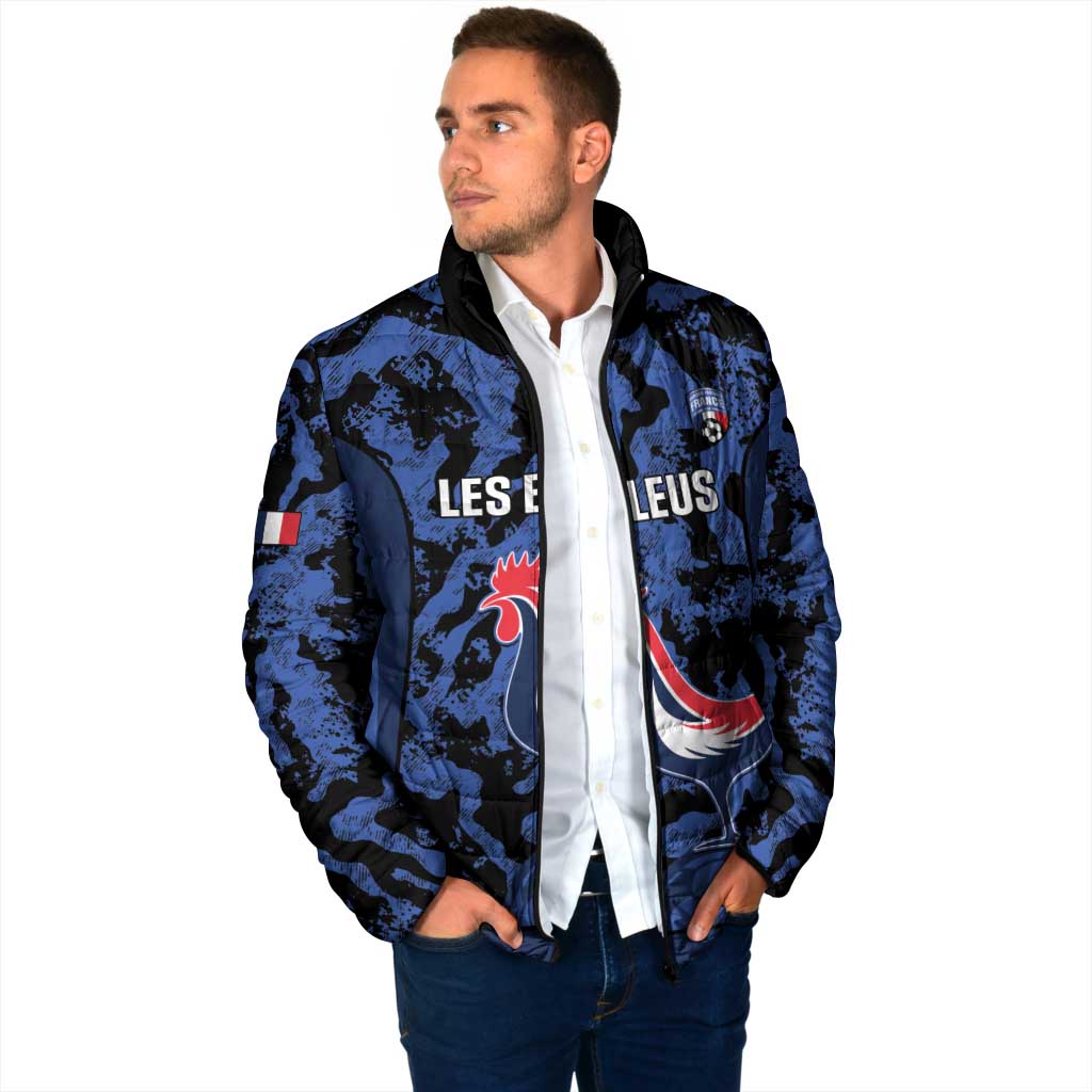 Custom France Football Padded Jacket 2026 Allez Les Bleus Rooster Grunge - Wonder Print Shop