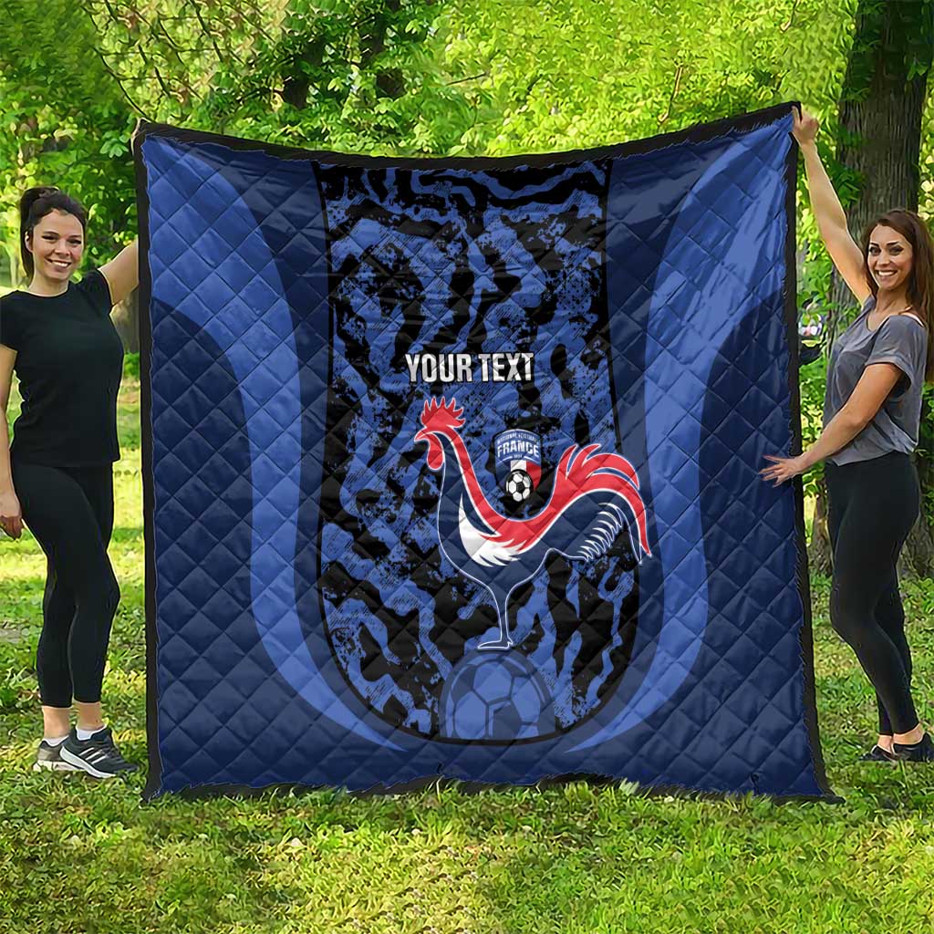 Custom France Football Quilt 2026 Allez Les Bleus Rooster Grunge - Wonder Print Shop