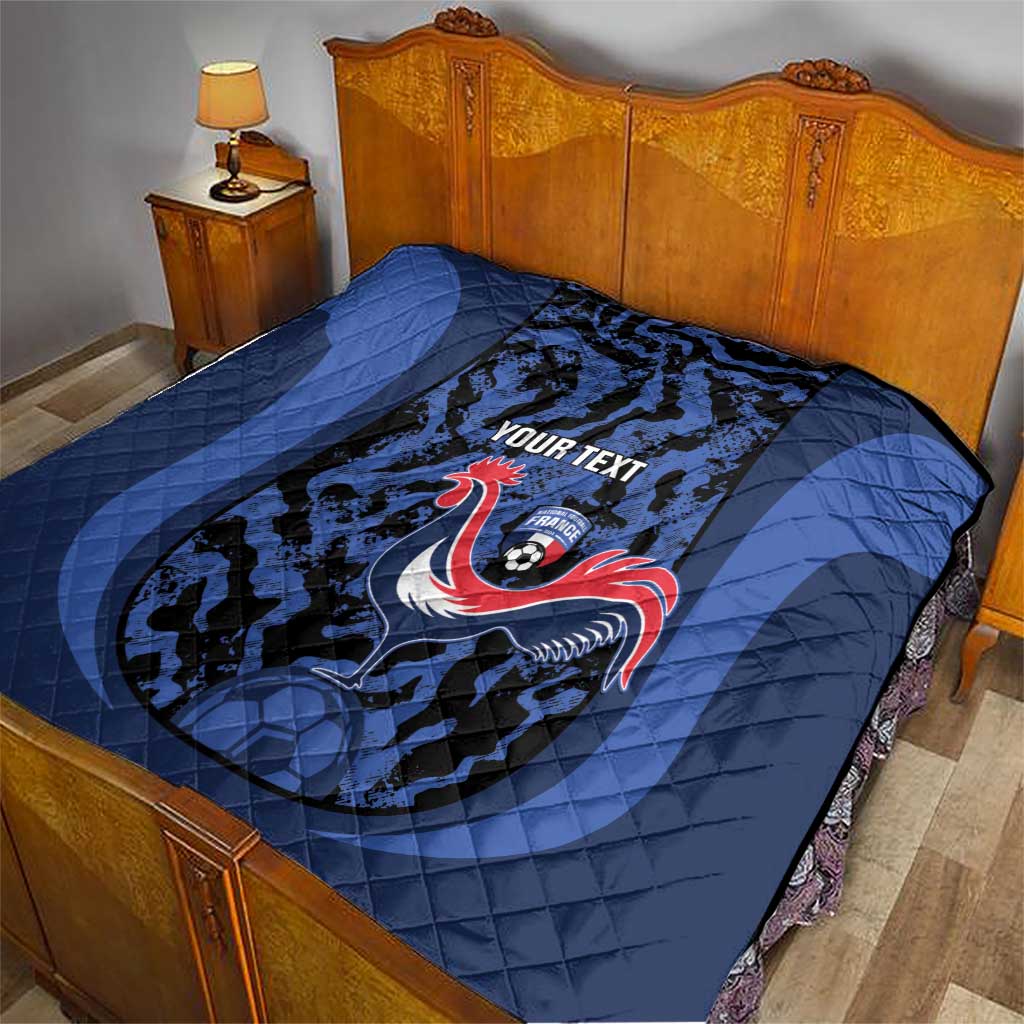 Custom France Football Quilt 2026 Allez Les Bleus Rooster Grunge - Wonder Print Shop