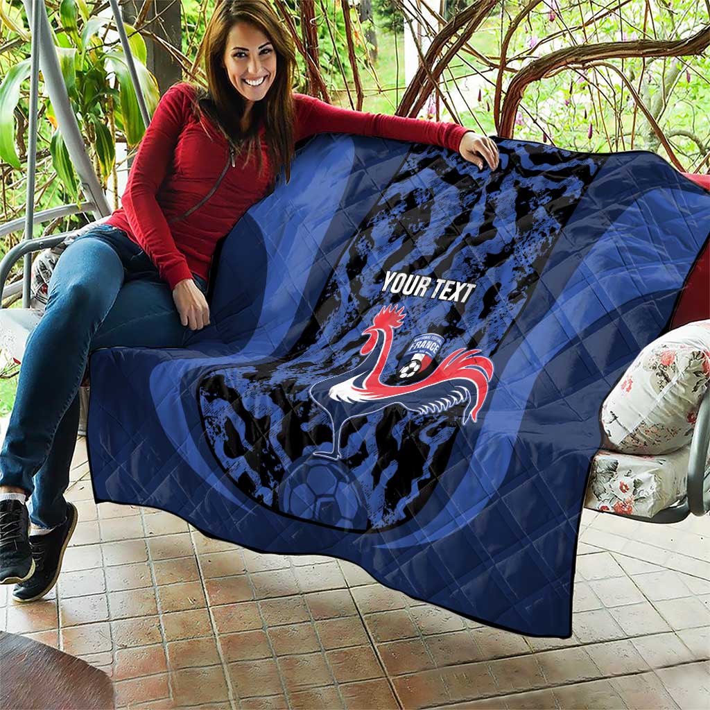 Custom France Football Quilt 2026 Allez Les Bleus Rooster Grunge - Wonder Print Shop