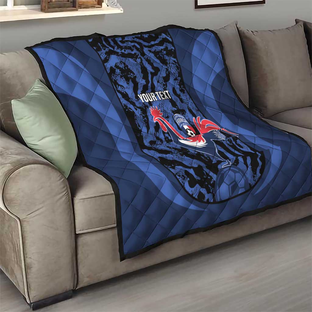 Custom France Football Quilt 2026 Allez Les Bleus Rooster Grunge - Wonder Print Shop