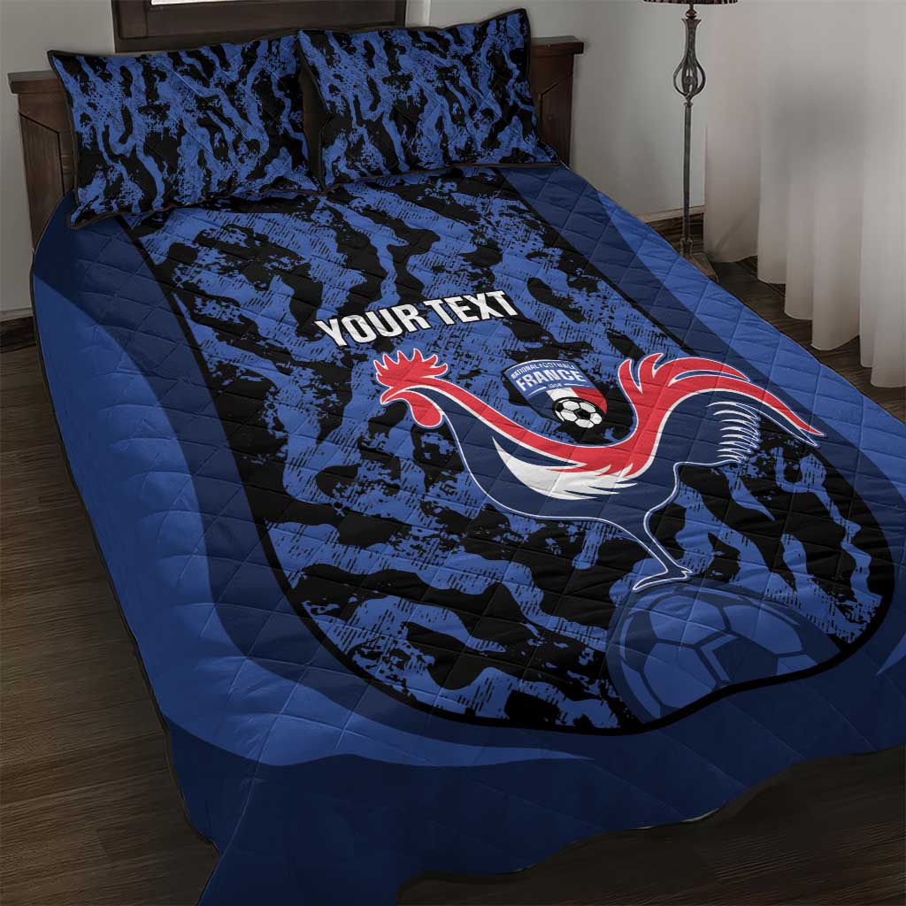 Custom France Football Quilt Bed Set 2026 Allez Les Bleus Rooster Grunge - Wonder Print Shop