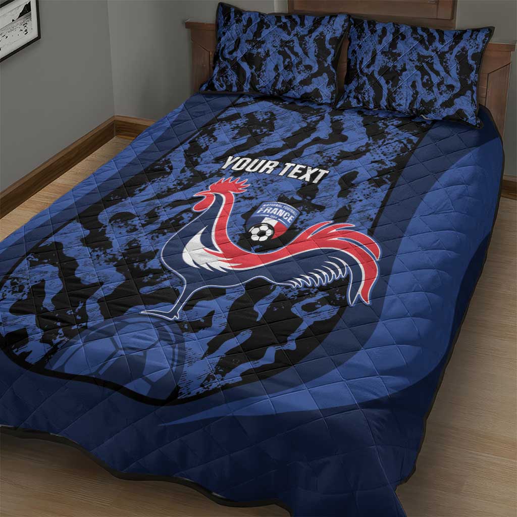 Custom France Football Quilt Bed Set 2026 Allez Les Bleus Rooster Grunge - Wonder Print Shop