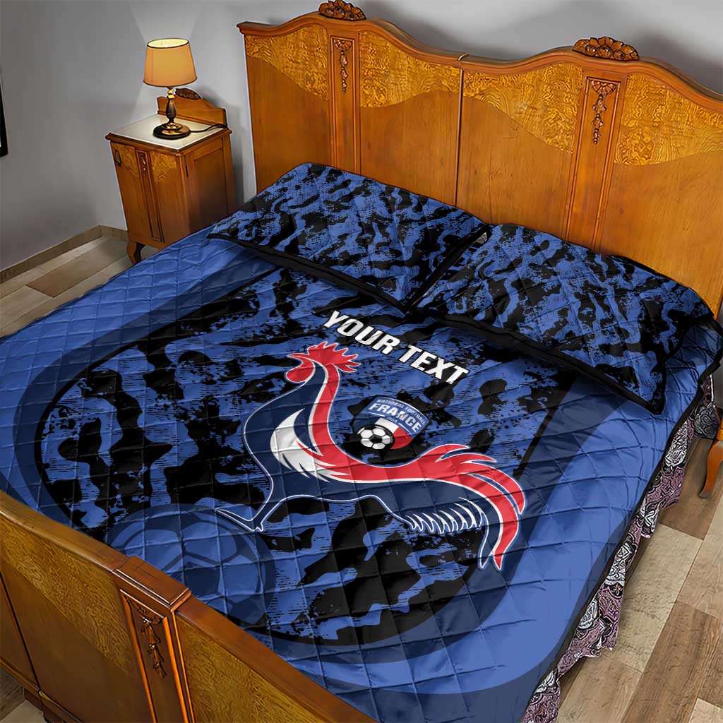Custom France Football Quilt Bed Set 2026 Allez Les Bleus Rooster Grunge - Wonder Print Shop