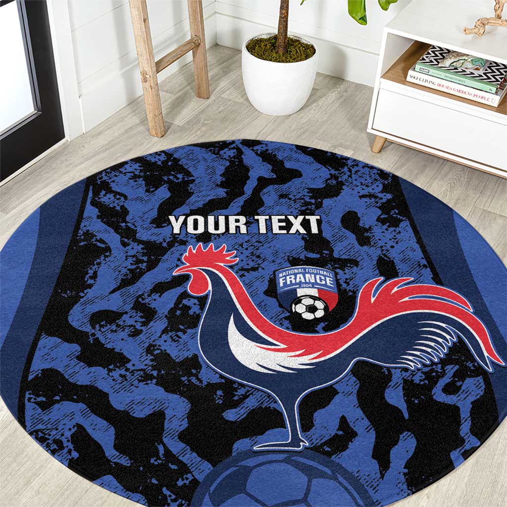 Custom France Football Round Carpet 2026 Allez Les Bleus Rooster Grunge - Wonder Print Shop