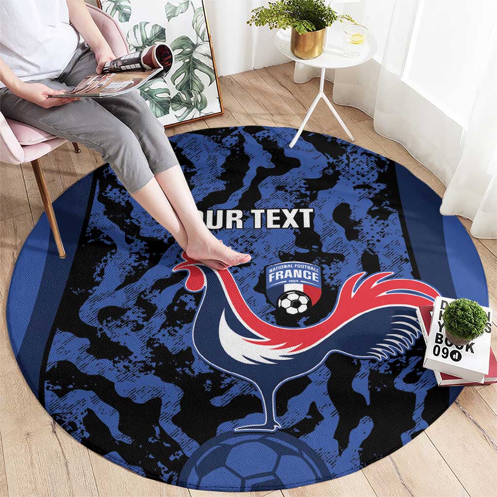 Custom France Football Round Carpet 2026 Allez Les Bleus Rooster Grunge - Wonder Print Shop