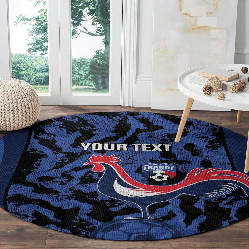 Custom France Football Round Carpet 2026 Allez Les Bleus Rooster Grunge - Wonder Print Shop