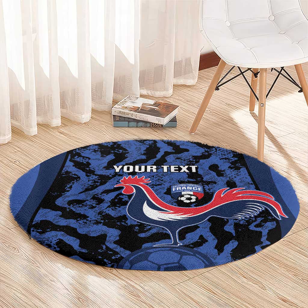 Custom France Football Round Carpet 2026 Allez Les Bleus Rooster Grunge - Wonder Print Shop