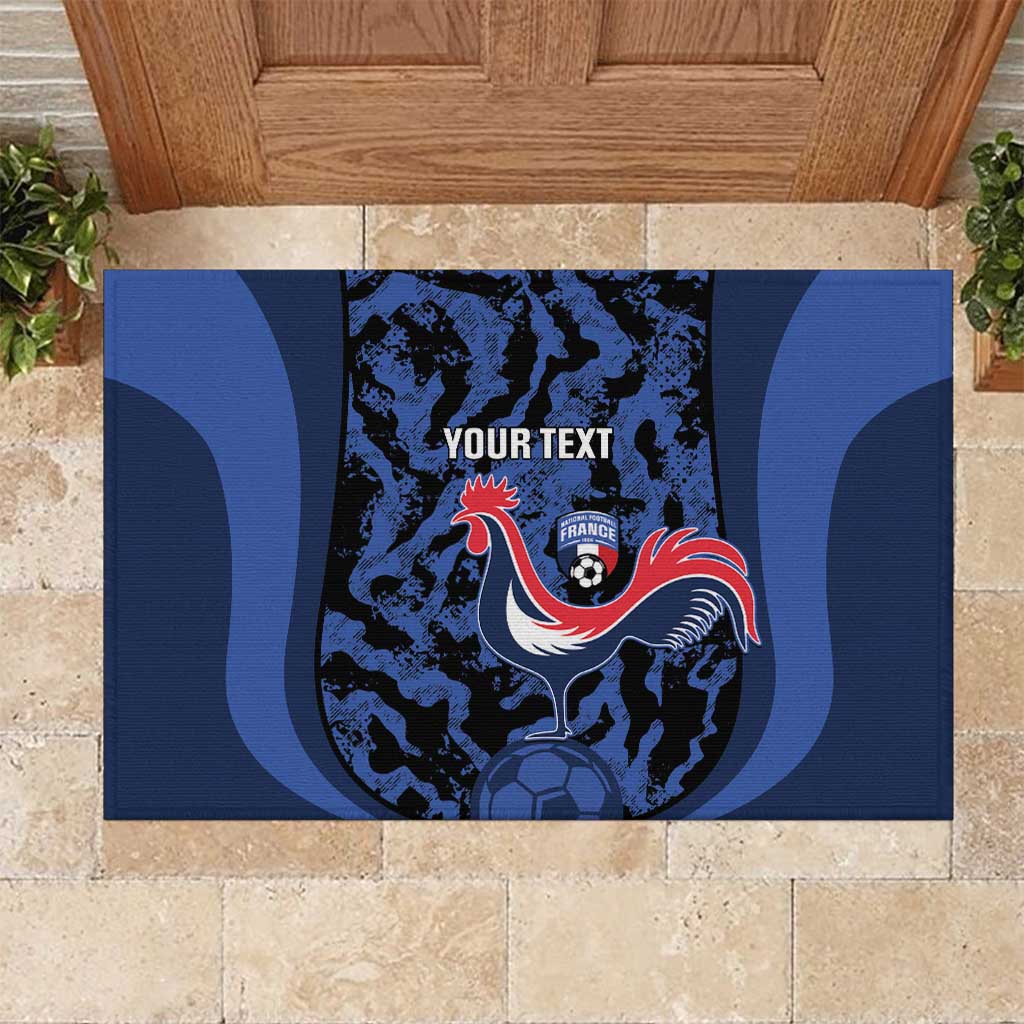 Custom France Football Rubber Doormat 2026 Allez Les Bleus Rooster Grunge - Wonder Print Shop