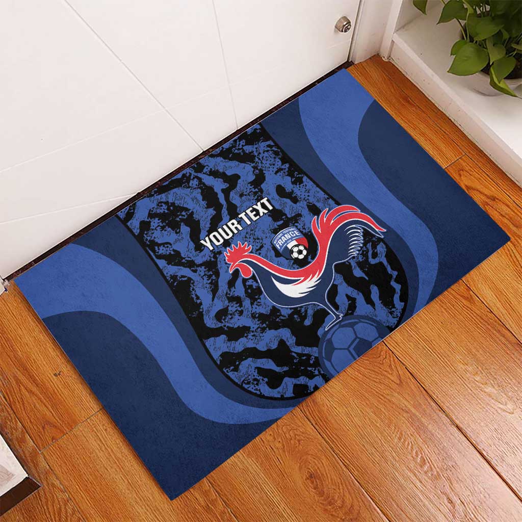 Custom France Football Rubber Doormat 2026 Allez Les Bleus Rooster Grunge - Wonder Print Shop