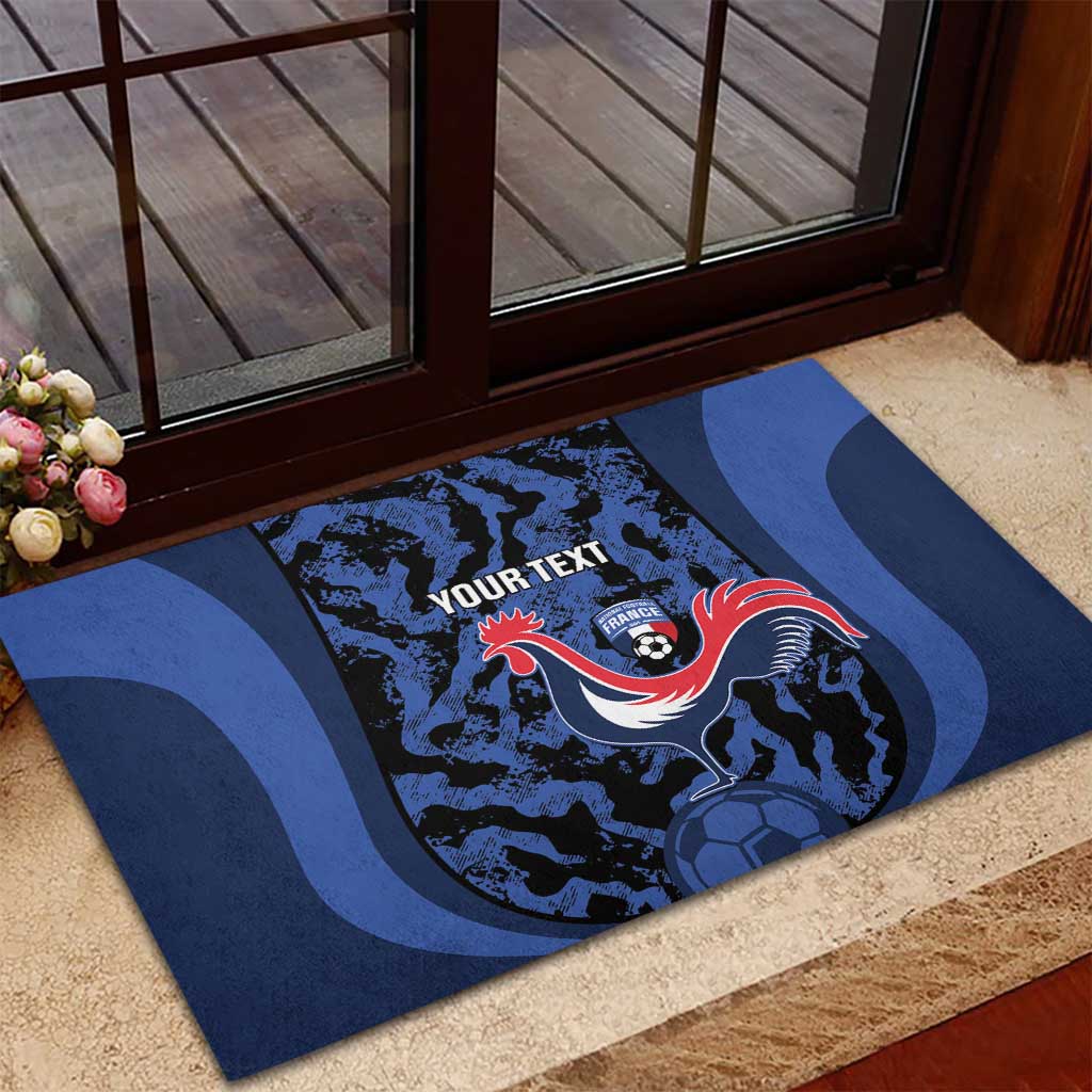 Custom France Football Rubber Doormat 2026 Allez Les Bleus Rooster Grunge - Wonder Print Shop