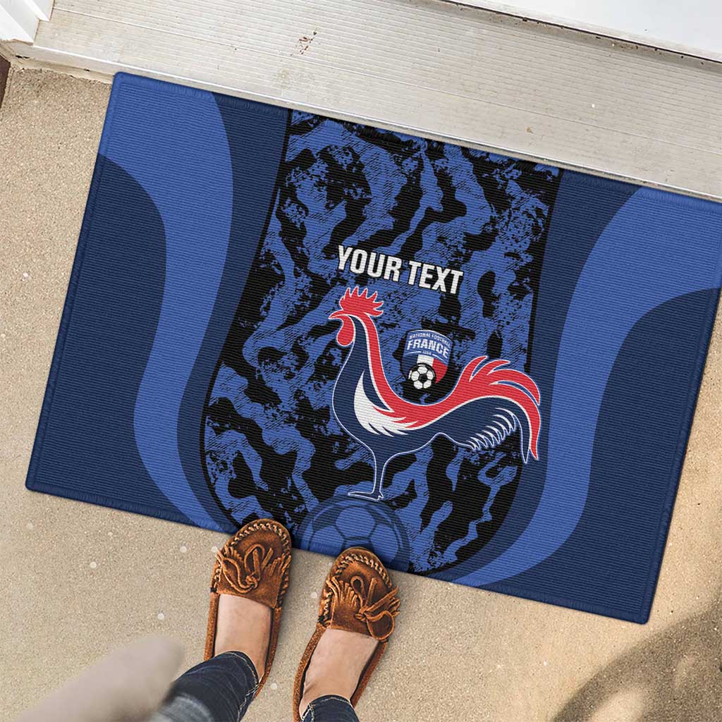 Custom France Football Rubber Doormat 2026 Allez Les Bleus Rooster Grunge - Wonder Print Shop