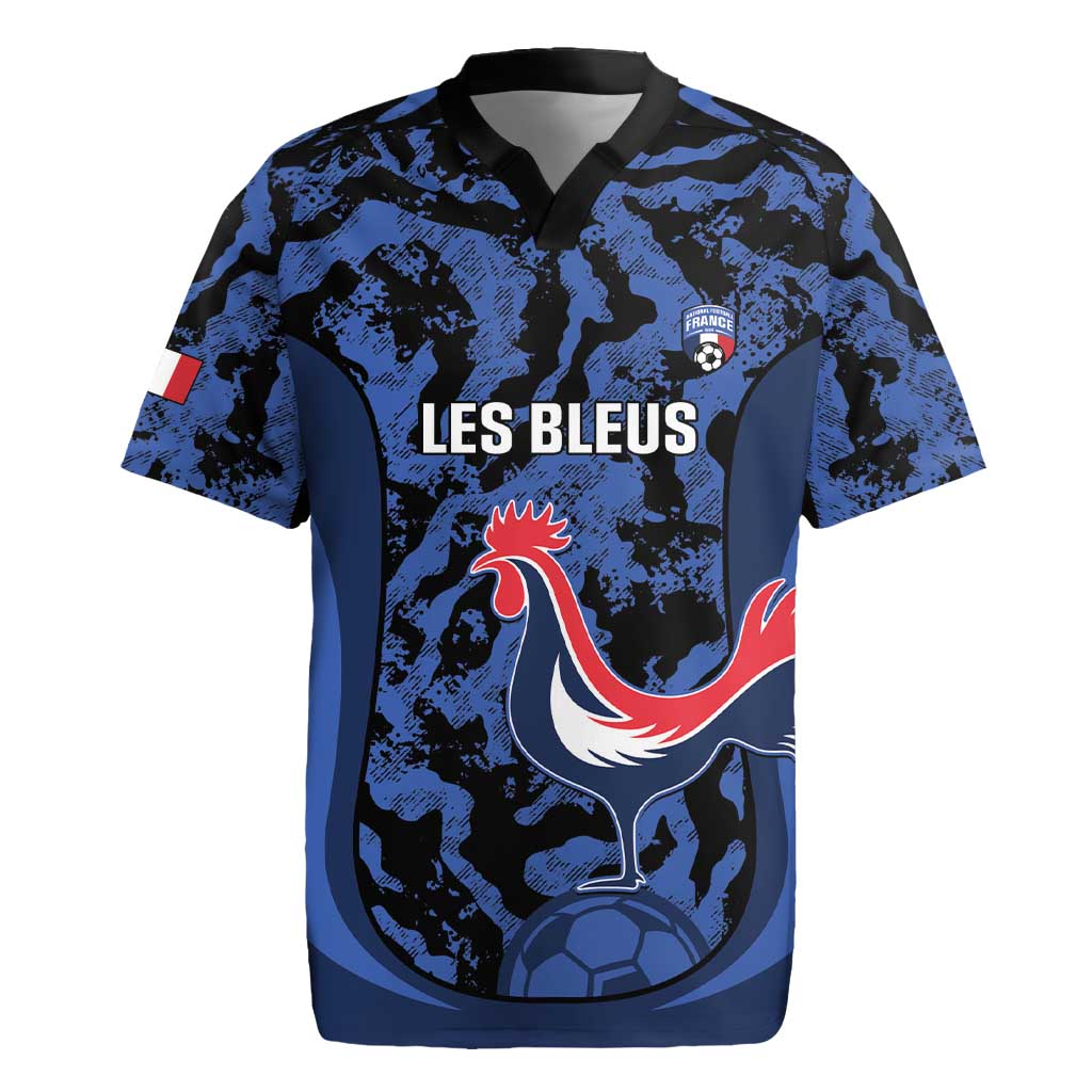 Custom France Football Rugby Jersey 2026 Allez Les Bleus Rooster Grunge - Wonder Print Shop