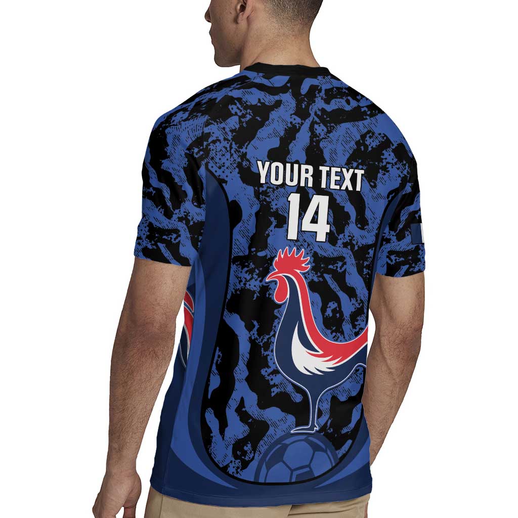 Custom France Football Rugby Jersey 2026 Allez Les Bleus Rooster Grunge - Wonder Print Shop