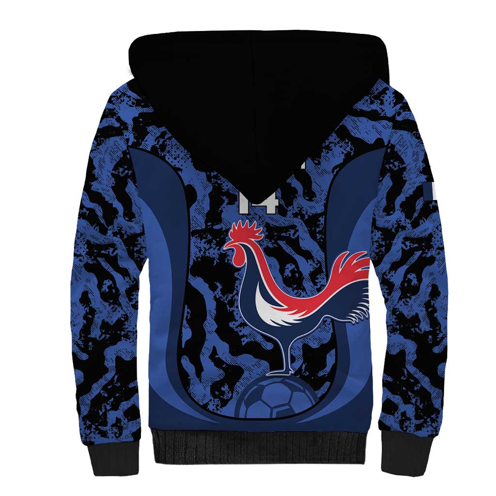 Custom France Football Sherpa Hoodie 2026 Allez Les Bleus Rooster Grunge - Wonder Print Shop