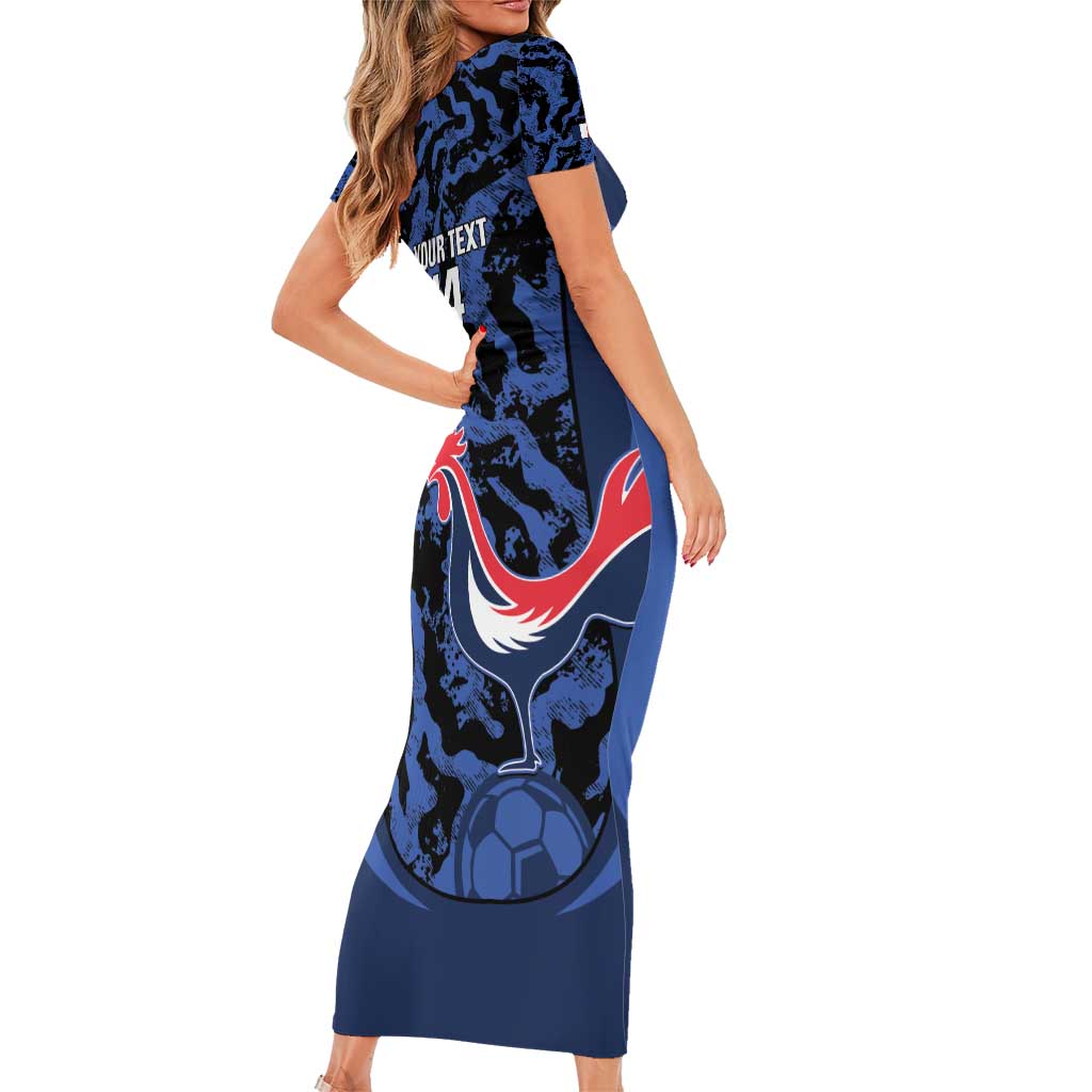 Custom France Football Short Sleeve Bodycon Dress 2026 Allez Les Bleus Rooster Grunge - Wonder Print Shop