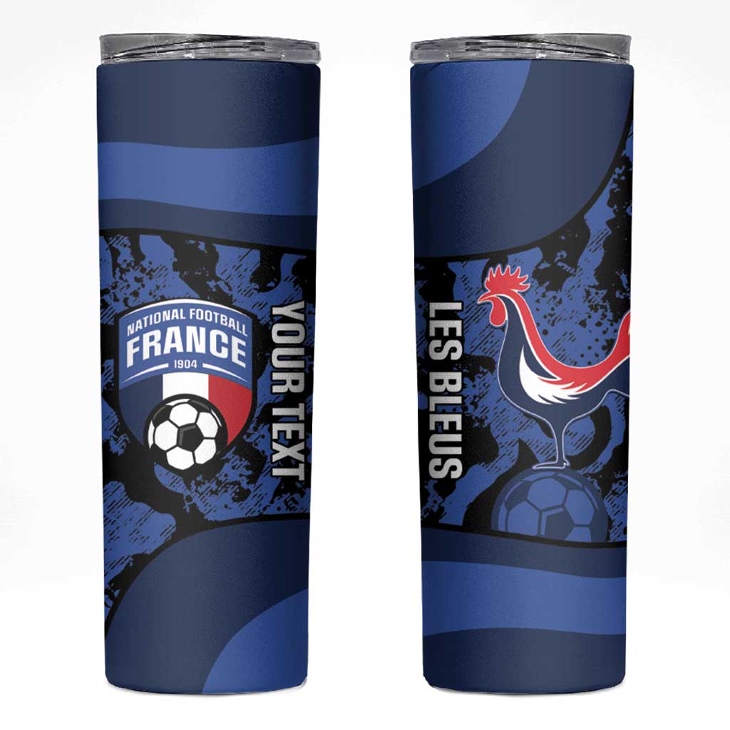 Custom France Football Skinny Tumbler 2026 Allez Les Bleus Rooster Grunge - Wonder Print Shop