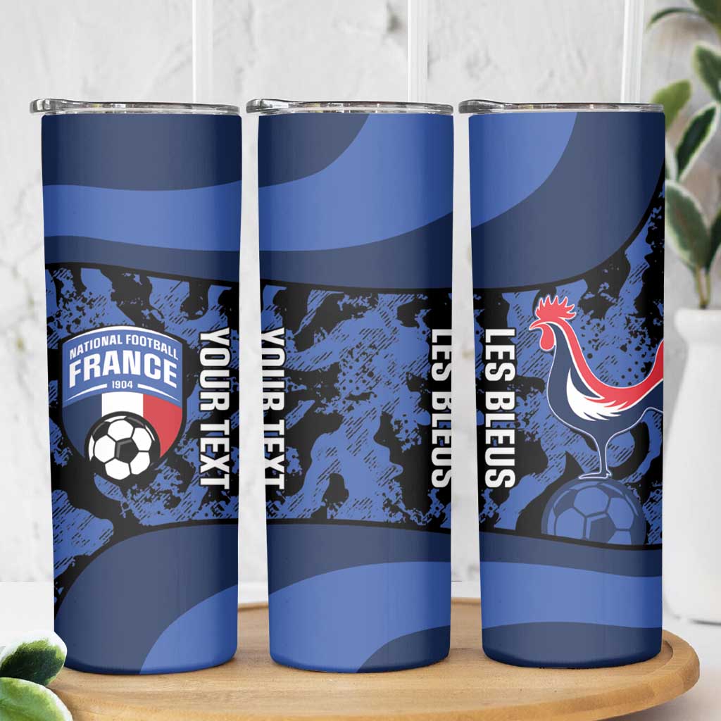 Custom France Football Skinny Tumbler 2026 Allez Les Bleus Rooster Grunge - Wonder Print Shop