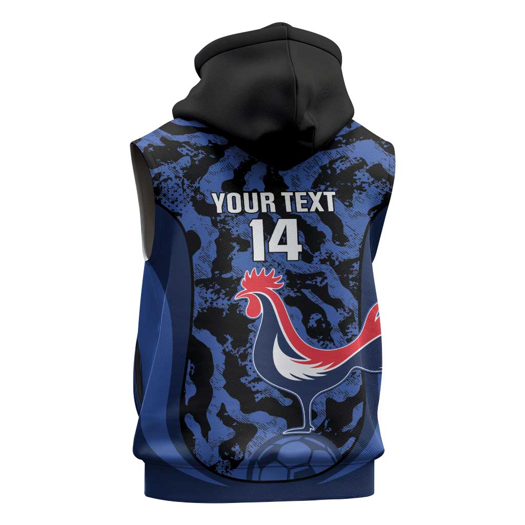 Custom France Football Sleeveless Hoodie 2026 Allez Les Bleus Rooster Grunge - Wonder Print Shop