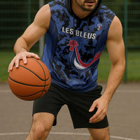 Custom France Football Sleeveless Hoodie 2026 Allez Les Bleus Rooster Grunge - Wonder Print Shop