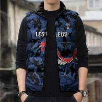Custom France Football Sleeveless Puffer Jacket 2026 Allez Les Bleus Rooster Grunge - Wonder Print Shop
