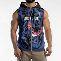 Custom France Football Sleeveless Zip Hoodie 2026 Allez Les Bleus Rooster Grunge - Wonder Print Shop