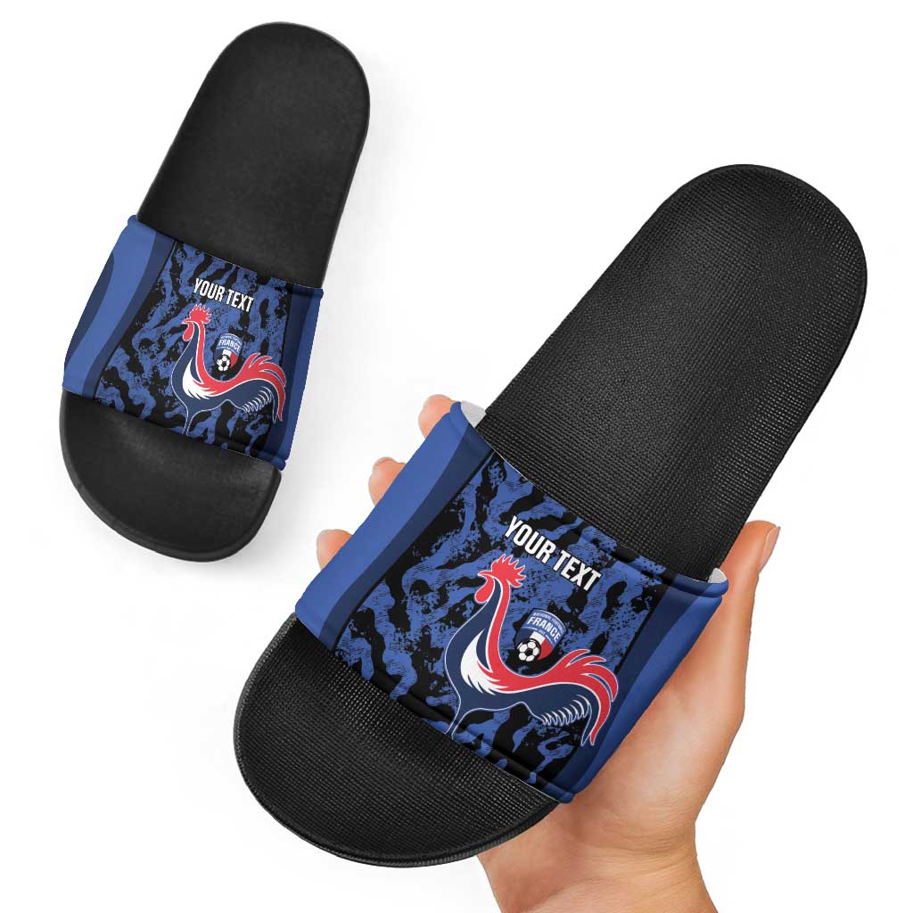 Custom France Football Slide Sandals 2026 Allez Les Bleus Rooster Grunge - Wonder Print Shop