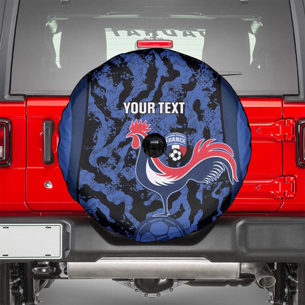 Custom France Football Spare Tire Cover 2026 Allez Les Bleus Rooster Grunge - Wonder Print Shop