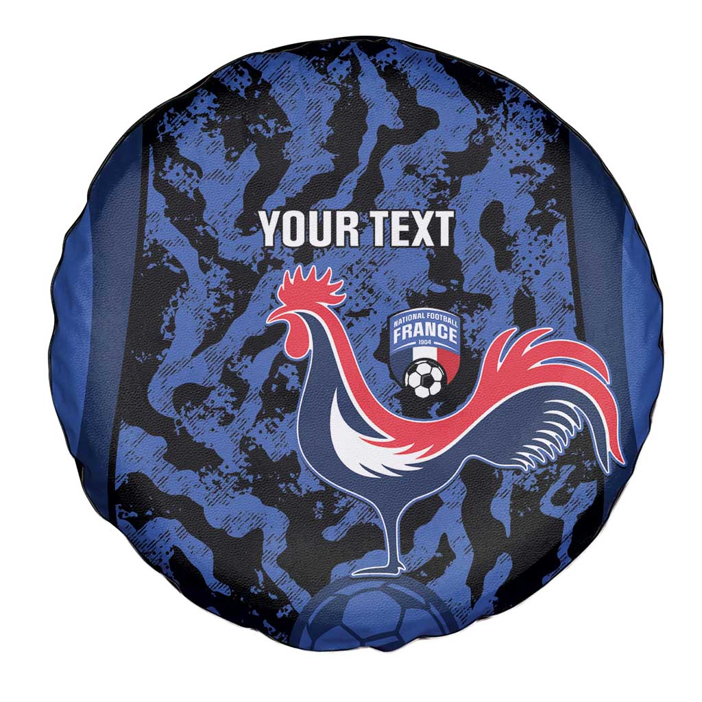 Custom France Football Spare Tire Cover 2026 Allez Les Bleus Rooster Grunge - Wonder Print Shop