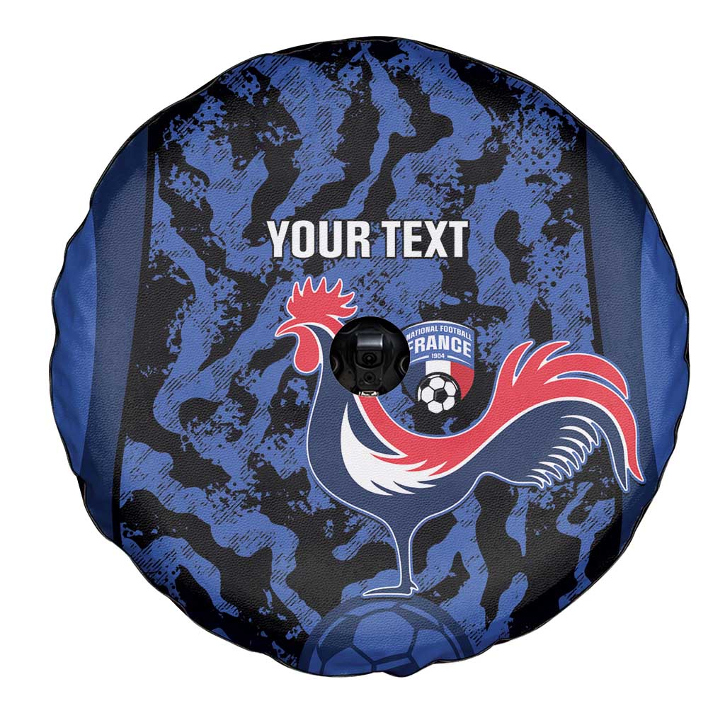 Custom France Football Spare Tire Cover 2026 Allez Les Bleus Rooster Grunge - Wonder Print Shop