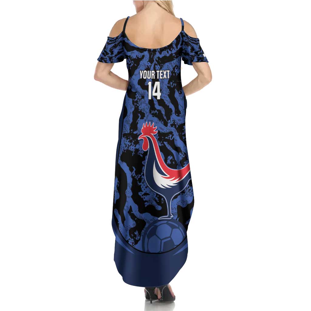 Custom France Football Summer Maxi Dress 2026 Allez Les Bleus Rooster Grunge - Wonder Print Shop